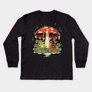 Frog Shroom Shelter Kids Long Sleeve T-Shirt